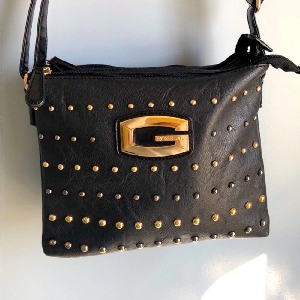 G by Gussaci Black Studded Crossbody Purse